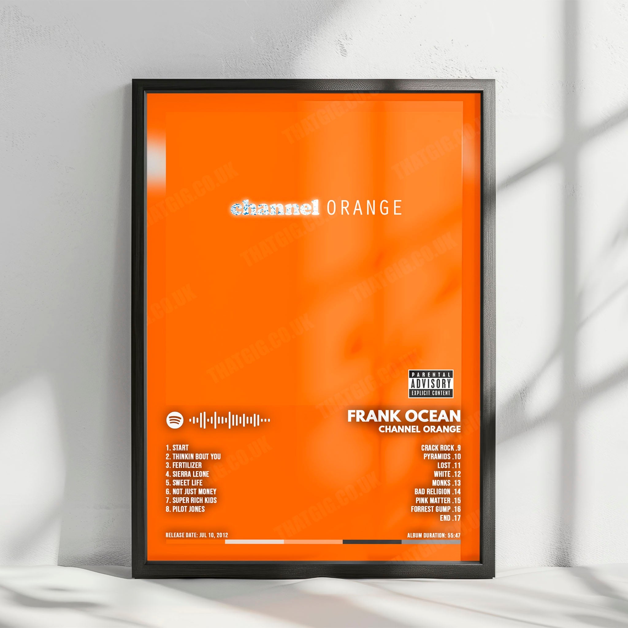 Frank Ocean "channel ORANGE  " Album Cover Poster - with Complete Tracklist