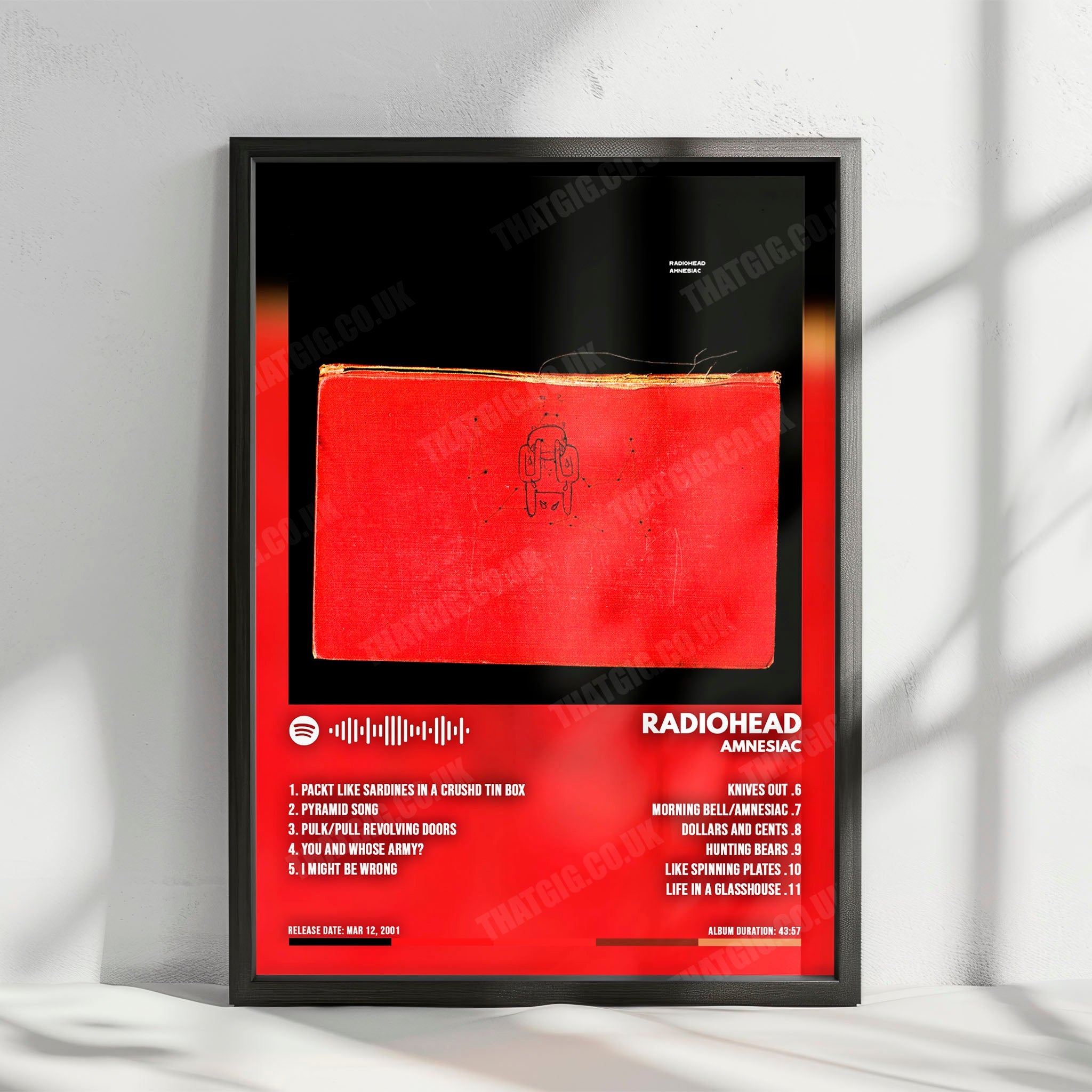 Radiohead "Amnesiac" Album Cover Poster - with Complete Tracklist