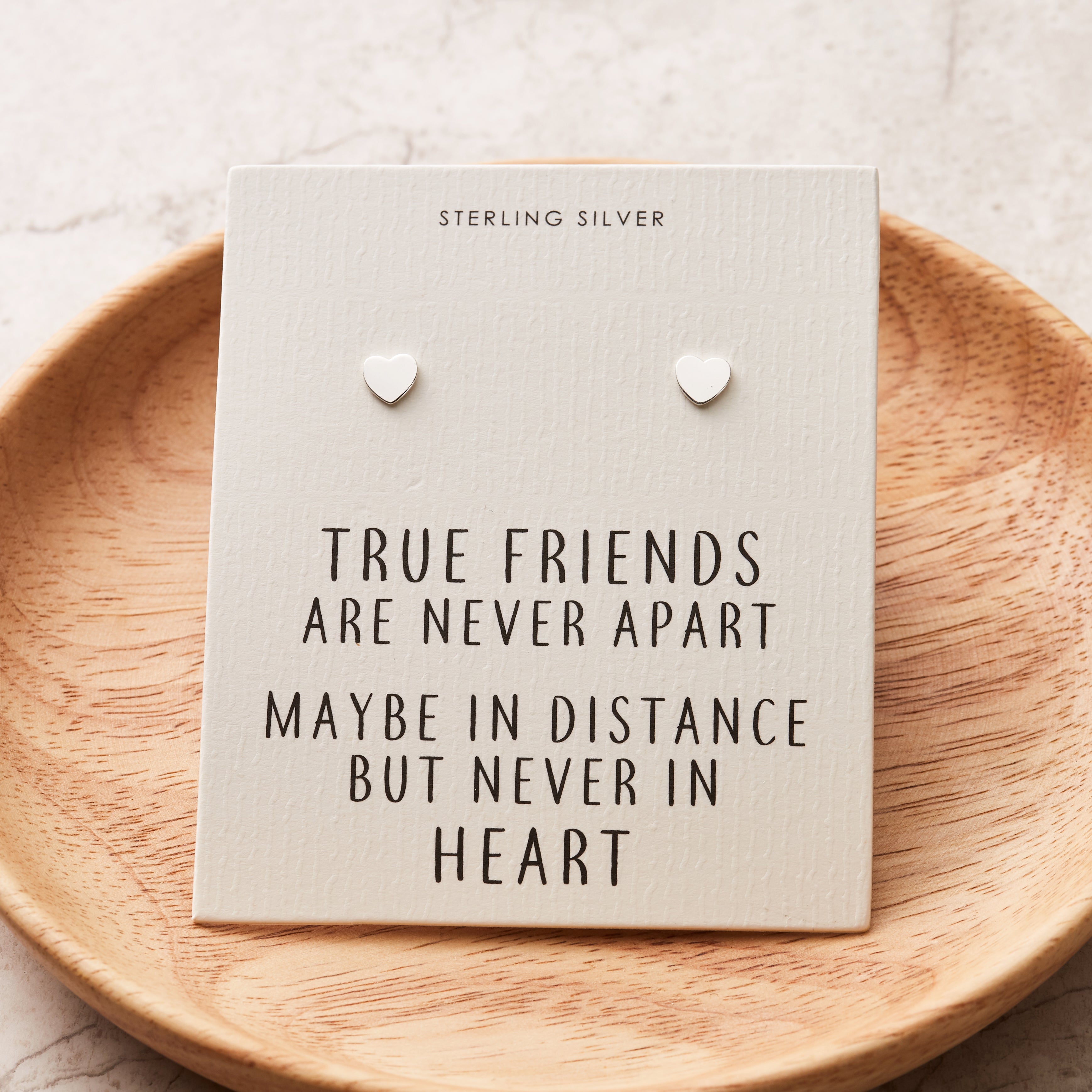 Sterling Silver Friendship Quote Heart Earrings