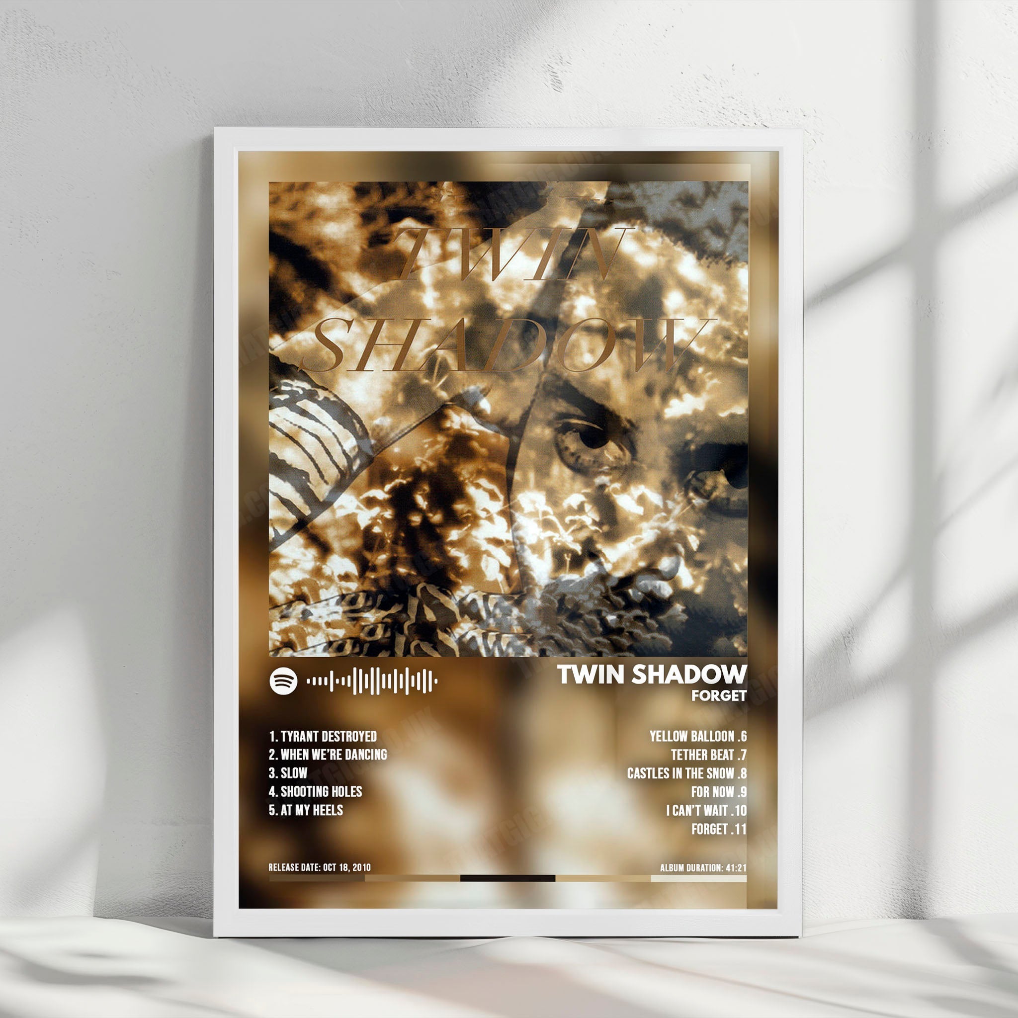 Twin Shadow "Forget" Album Cover Poster - with Complete Tracklist
