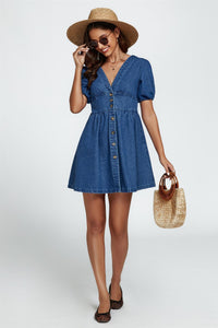 Denim Mini Dress In Blue