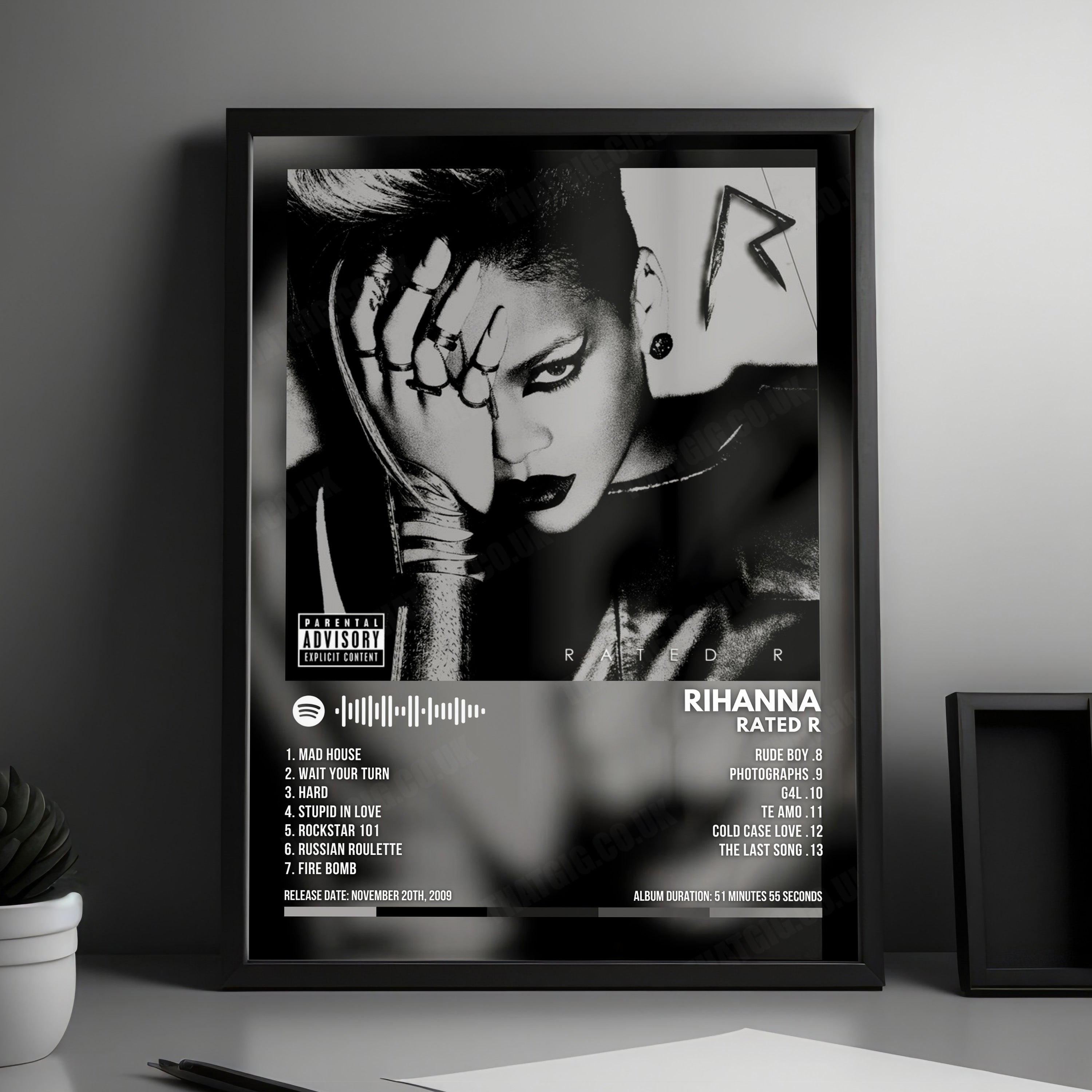 Rihanna "Rated R" Album Cover Poster - with Complete Tracklist