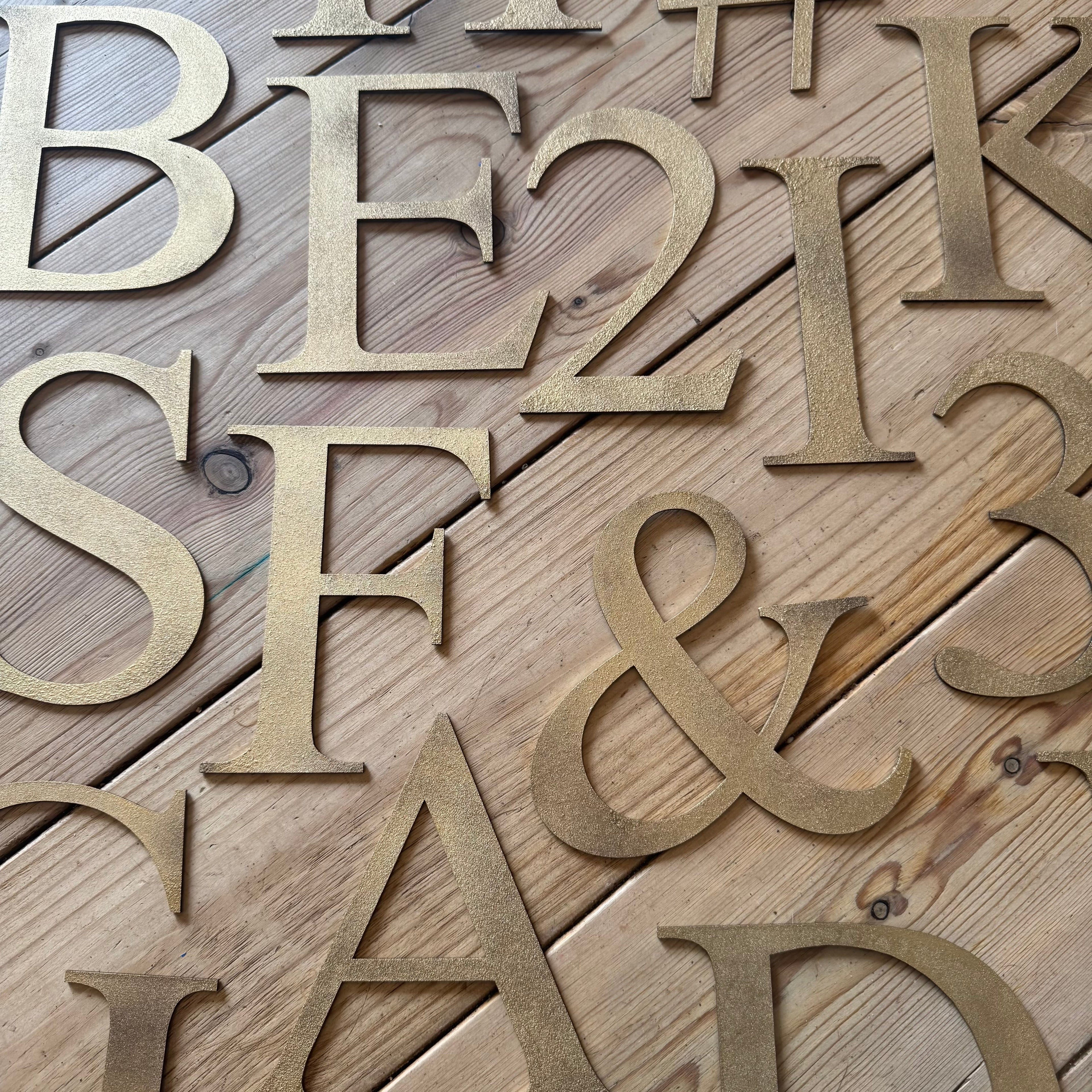 Distressed Gold 5" or 12" Classic Metal Letters, A-Z, 0-9