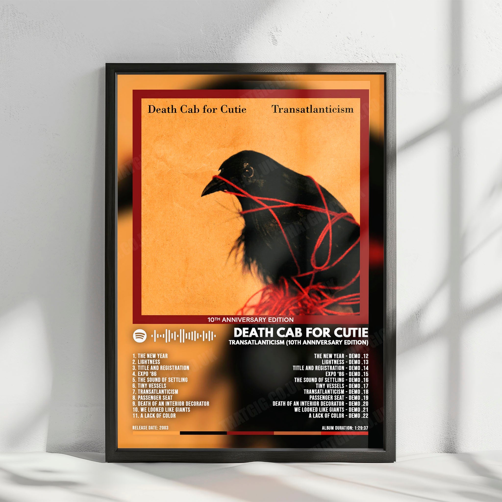 Death Cab for Cutie "Transatlanticism" Album Cover Poster - with Complete Tracklist