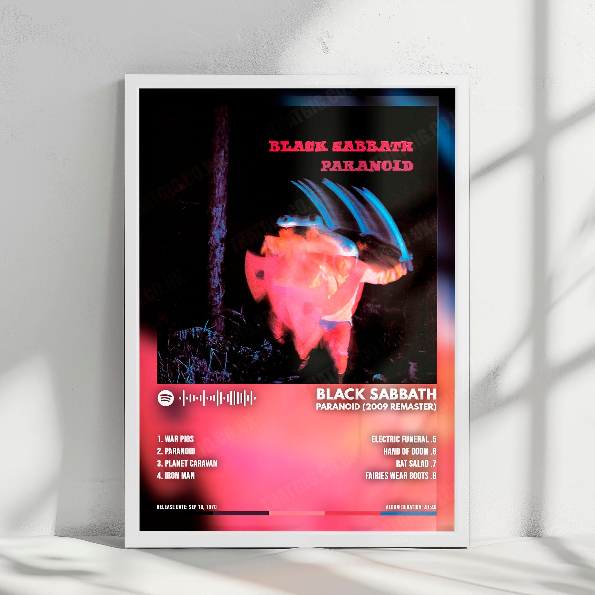 Black Sabbath "Paranoid" Album Cover Poster - with Complete Tracklist