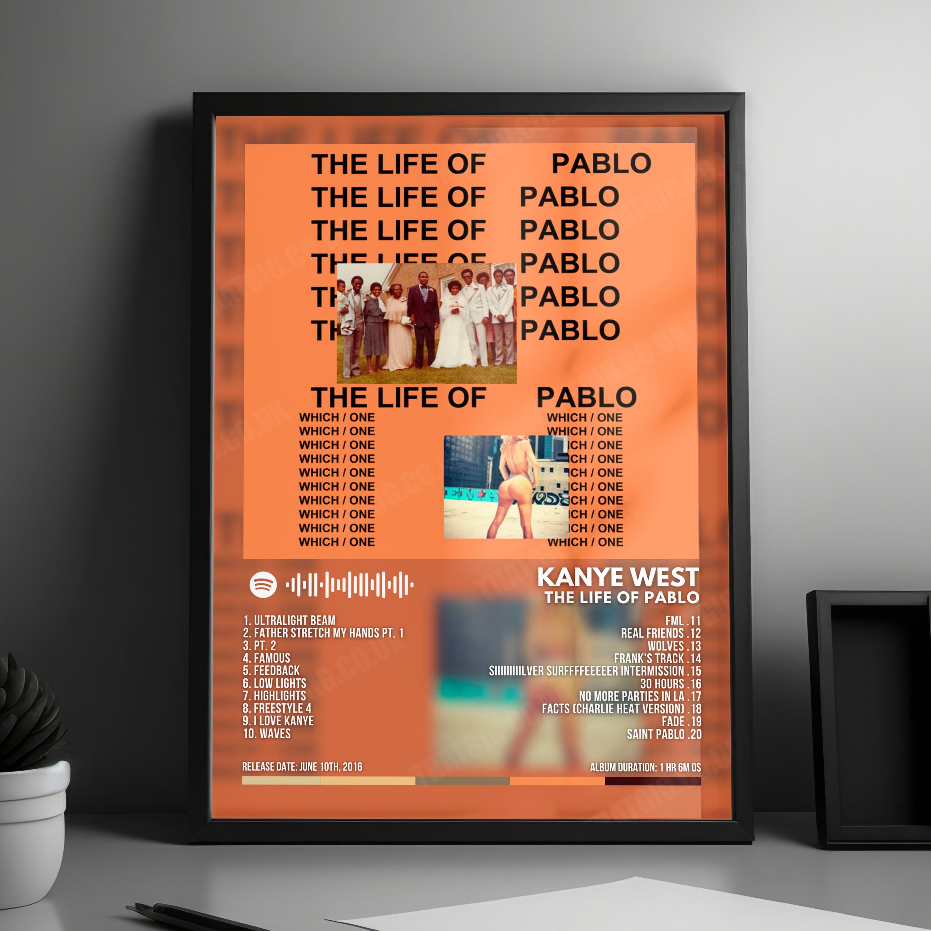 Kanye West "The Life Of Pablo" Album Cover Poster - with Complete Tracklist