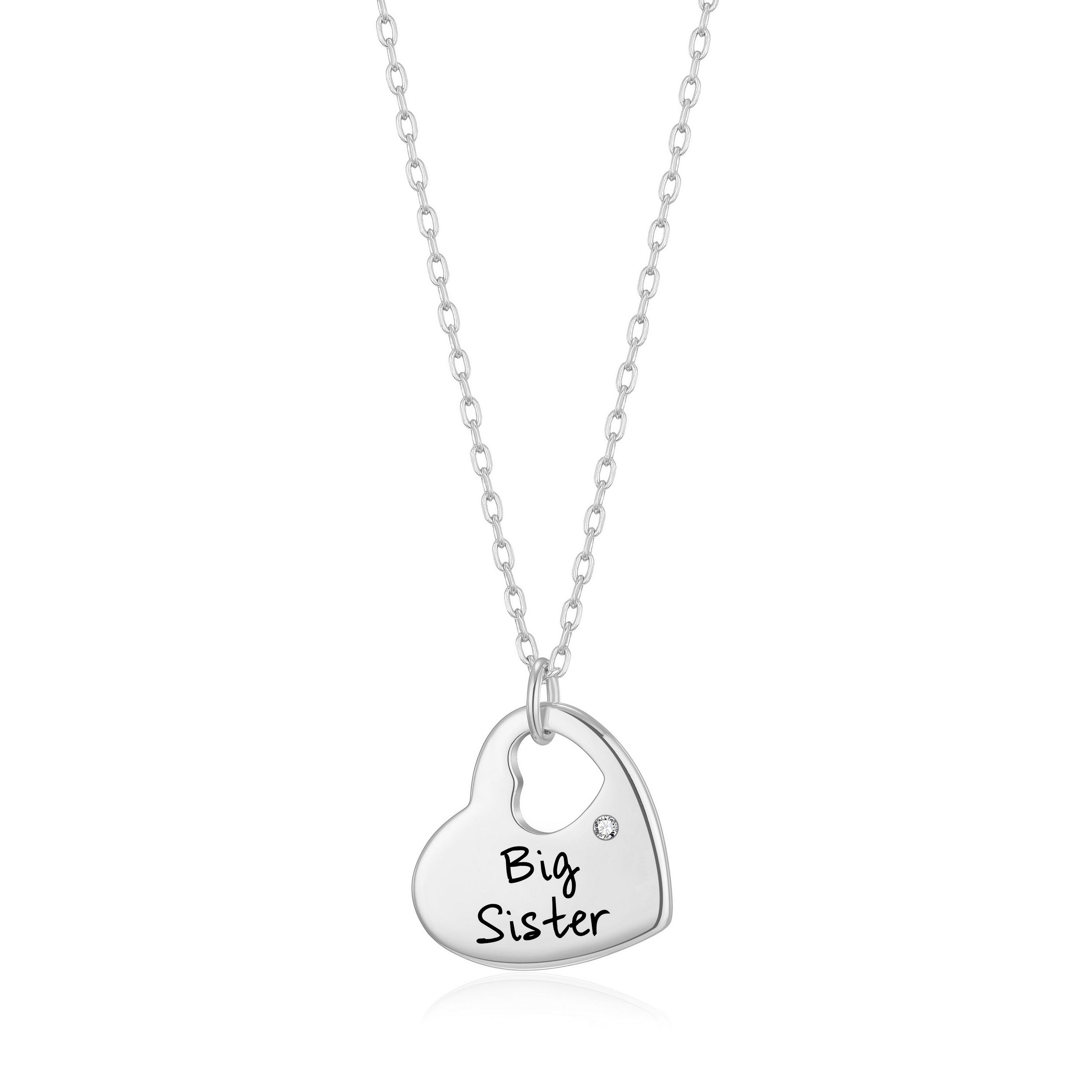 Big Sister Heart Necklace with Quote Card Created with Zircondia® Crystals