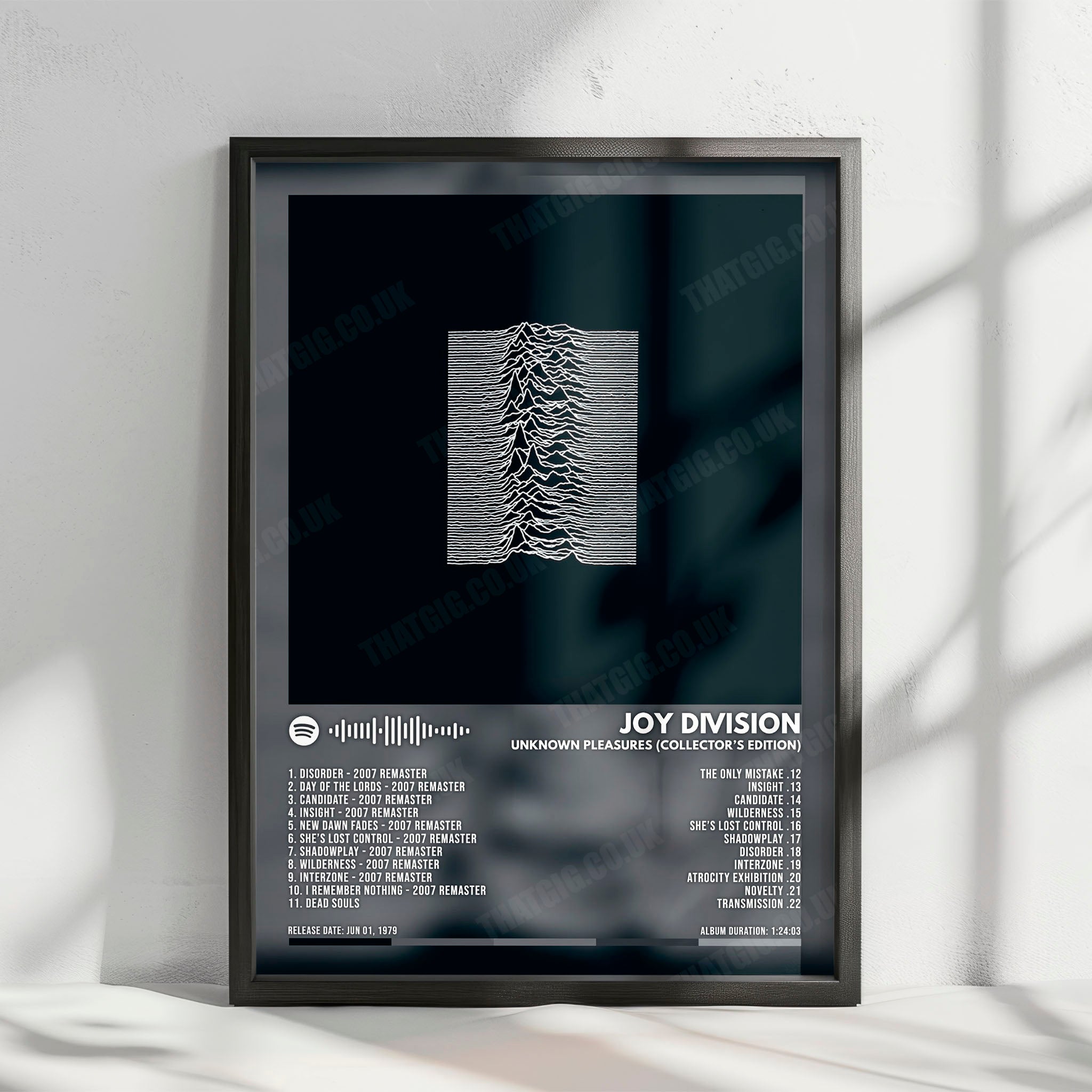 Joy Division "Unknown Pleasures" Album Cover Poster - with Complete Tracklist