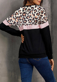 Animal Print With Pink Striped In Black Top