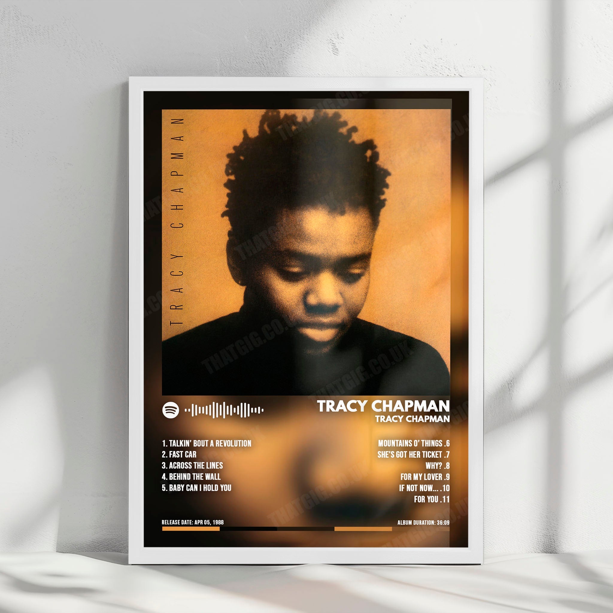 Tracy Chapman "Tracy Chapman  " Album Cover Poster - with Complete Tracklist