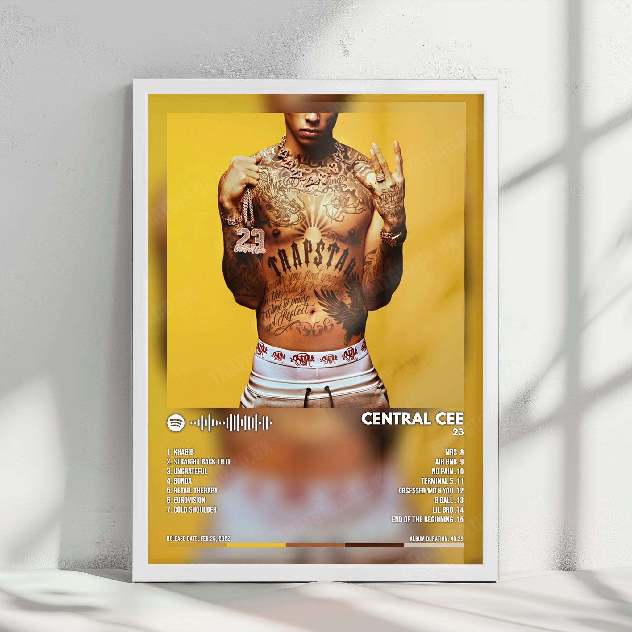 Central Cee "23" Album Cover Poster - with Complete Tracklist