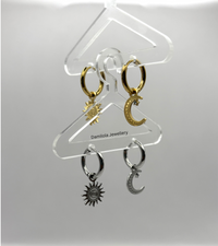 Moon Star Small Huggies Hoop Earrings - Gold/Silver