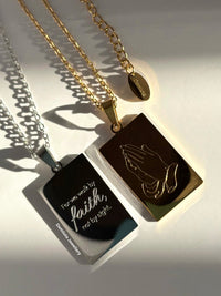 ‘For we walk by faith’ Necklace - Gold/Silver - Double sided