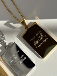 ‘For we walk by faith’ Necklace - Gold/Silver - Double sided