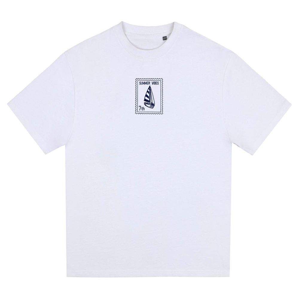 Sailboat - Summer Vibes 7th - Unisex Oversized T-Shirt - White