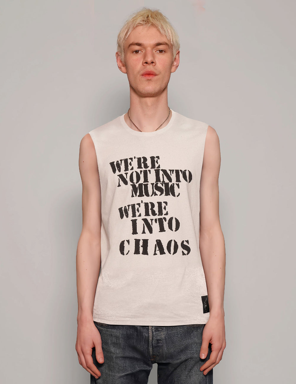 'We're into Chaos' Vest in Ecru