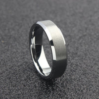 The Andromeda - 6mm Brushed Tungsten Bevelled Edge Ring