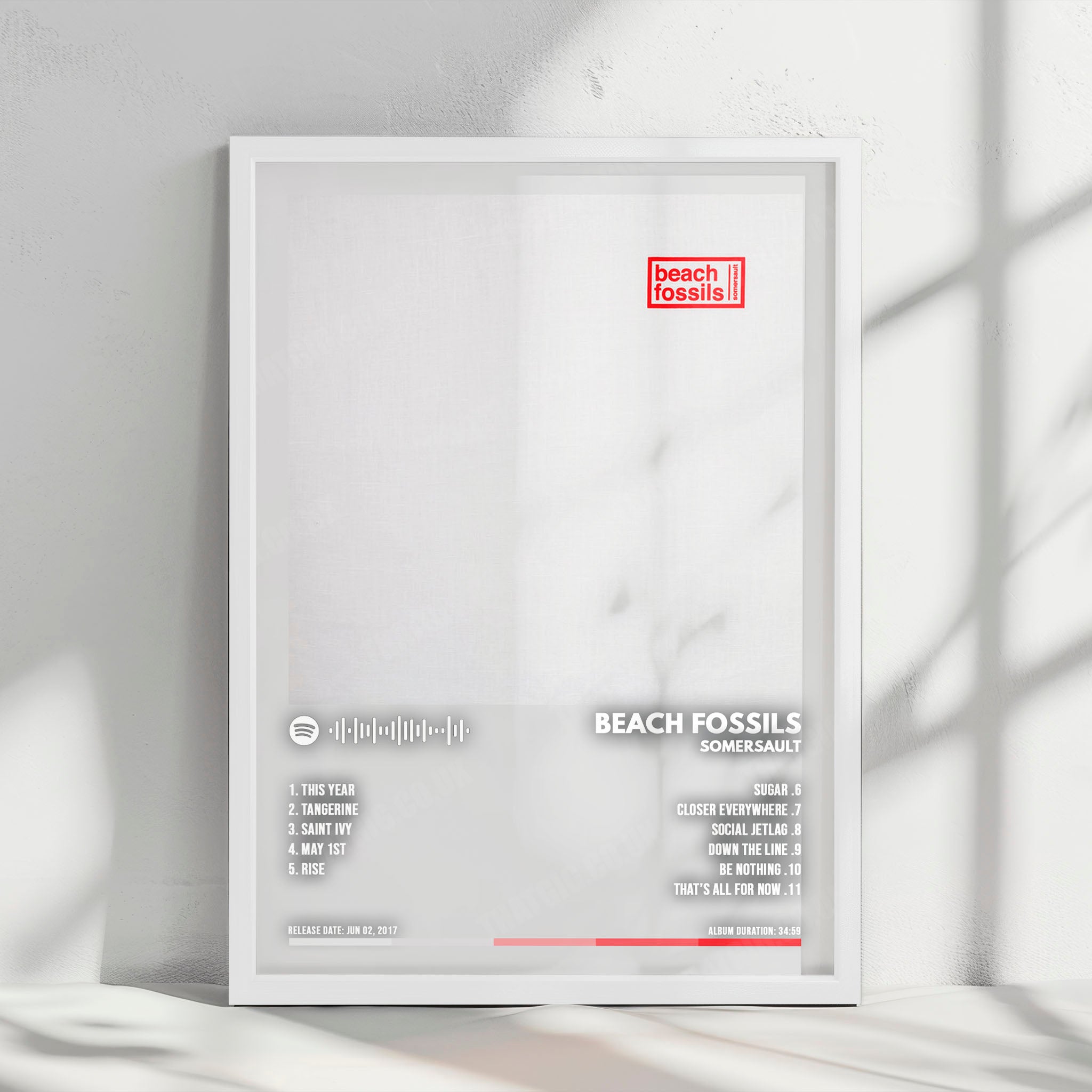 Beach Fossils "Somersault" Album Cover Poster - with Complete Tracklist