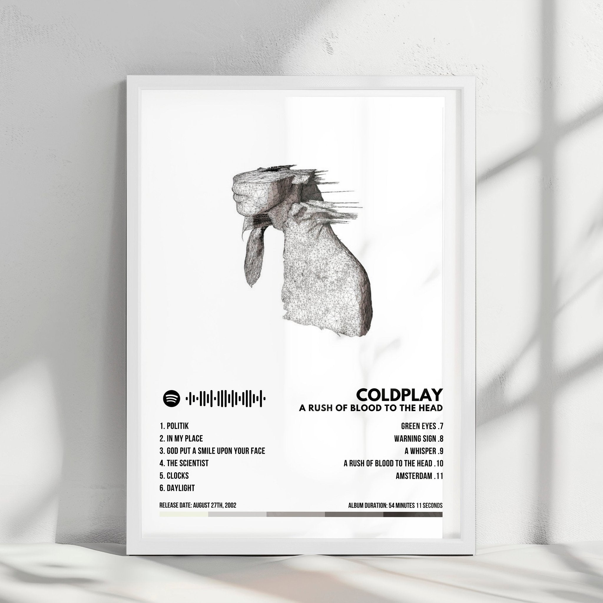 Coldplay "A Rush Of Blood To The Head" Album Cover Poster - with Complete Tracklist