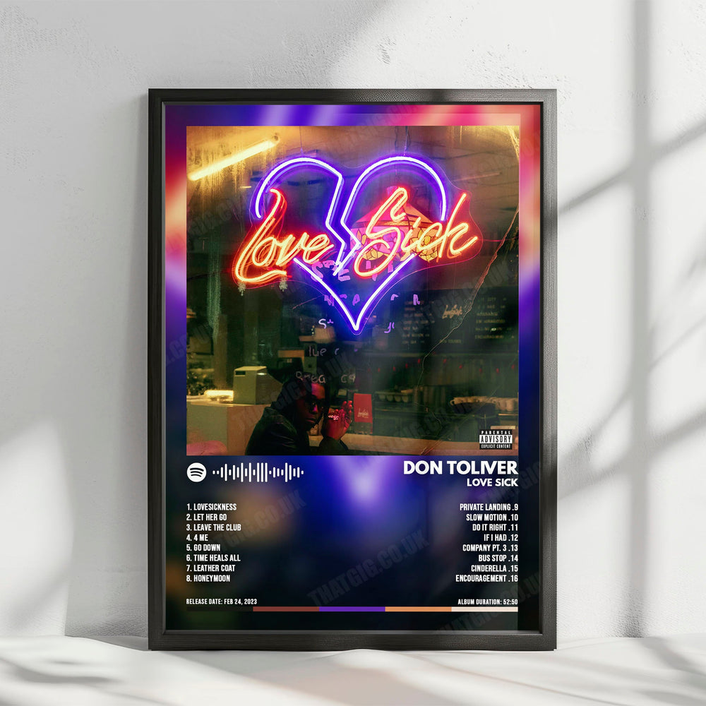 Don Toliver "Love Sick" Album Cover Poster - with Complete Tracklist