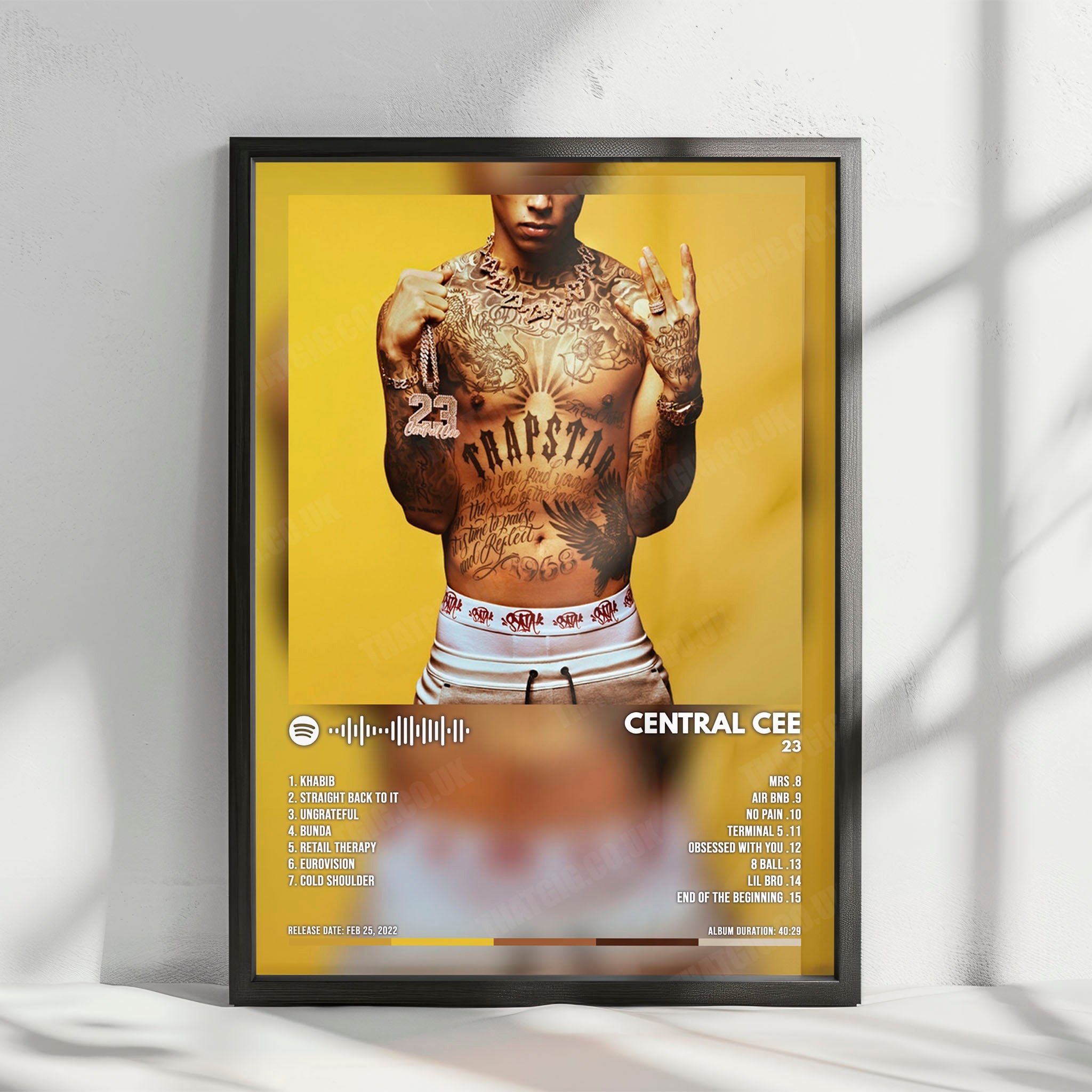 Central Cee "23" Album Cover Poster - with Complete Tracklist