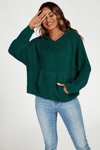 Star Pattern Knitted Hoodie In Green