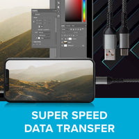 Maplin USB-C to USB-A 60W Braided Cable - Grey