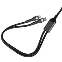 Maplin 2-in-1 USB-C to Multi-Charging USB-C 65W & Lightning 12W Braided Cable