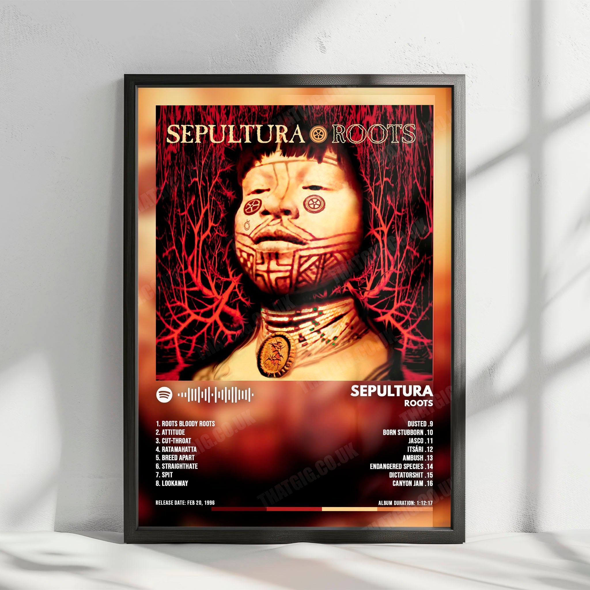 Sepultura "Roots" Album Cover Poster - with Complete Tracklist