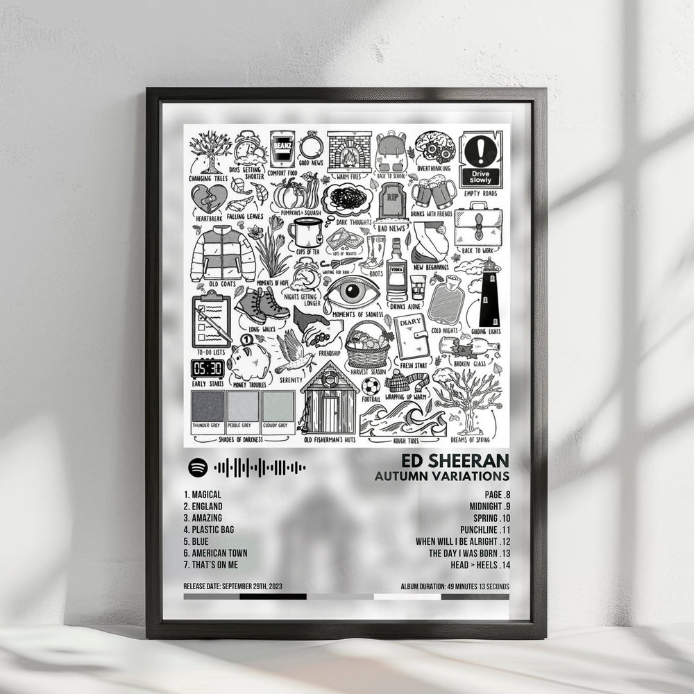 Ed Sheeran "Autumn Variations" Album Cover Poster - with Complete Tracklist