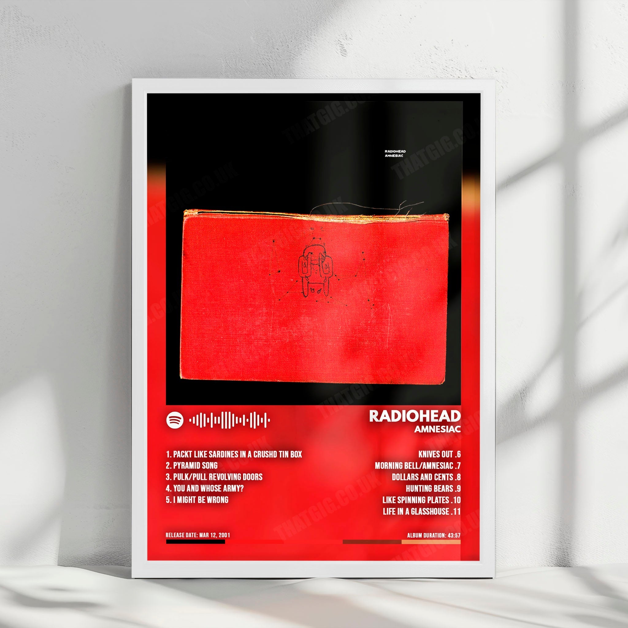 Radiohead "Amnesiac" Album Cover Poster - with Complete Tracklist