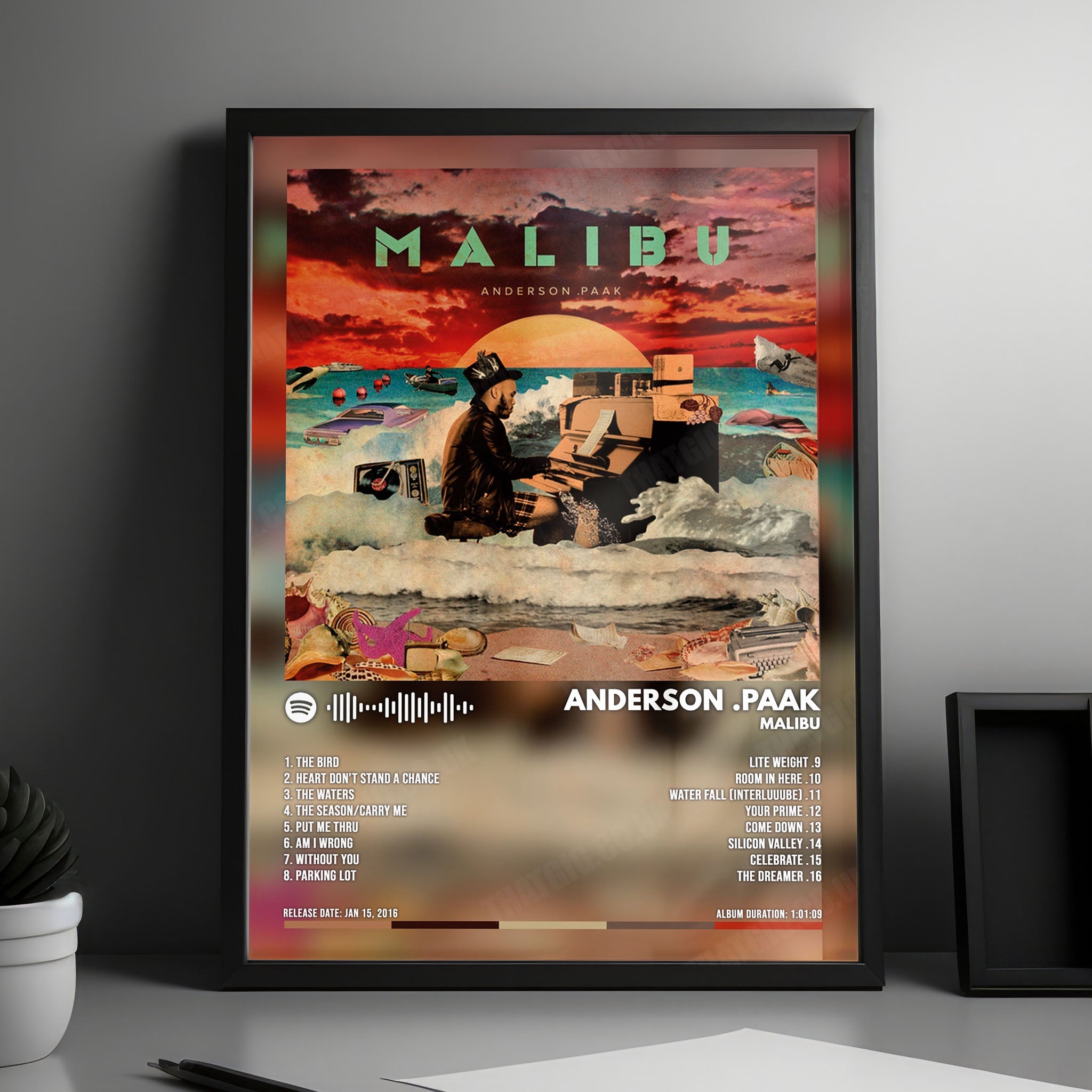 Anderson .Paak "Malibu" Album Cover Poster - with Complete Tracklist