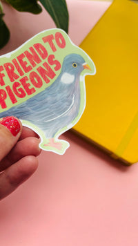 Friend to Pigeons Sticker- Pigeon Gift Waterproof Decal for Laptops, Journals and more