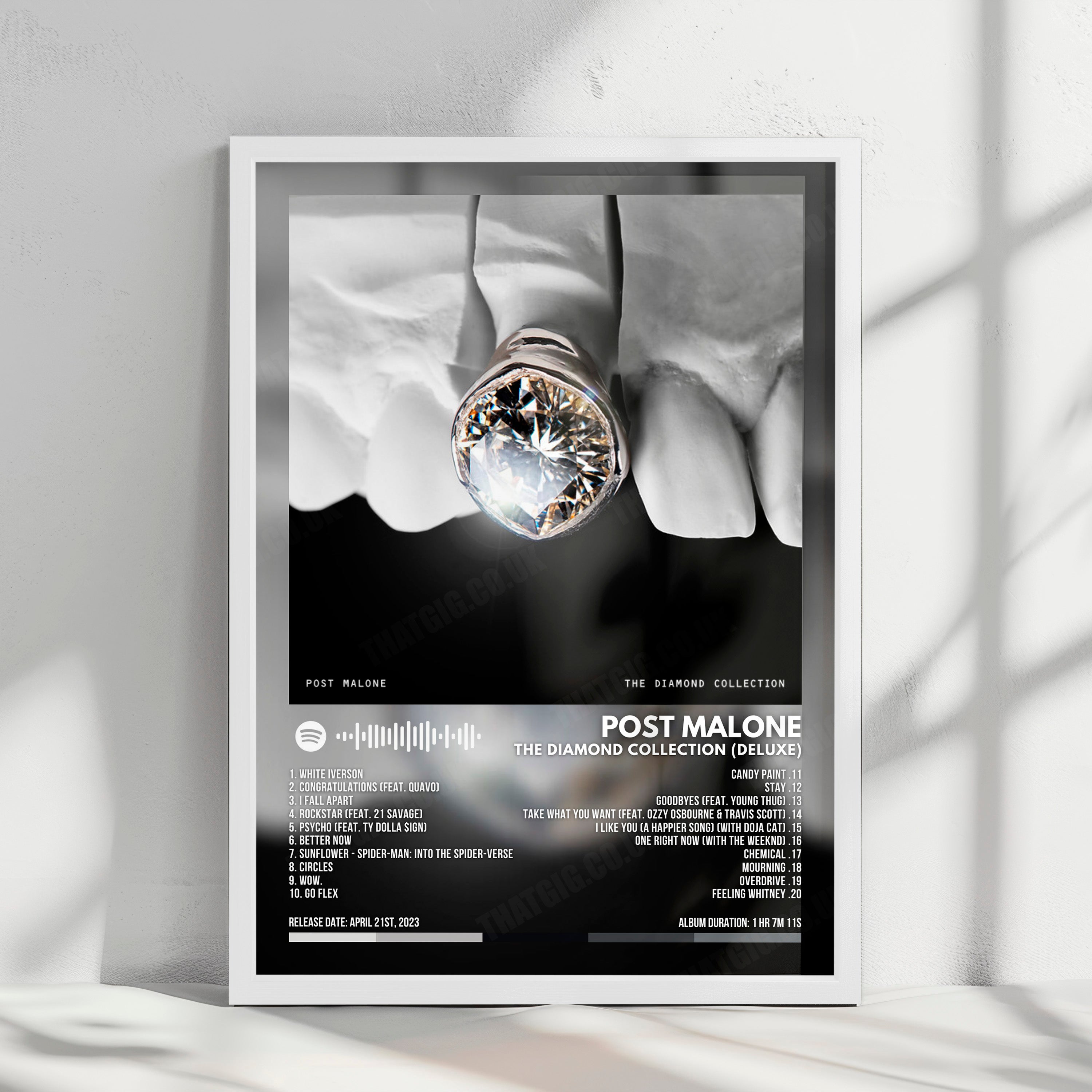 Post Malone "The Diamond Collection (Deluxe)" Album Cover Poster - with Complete Tracklist