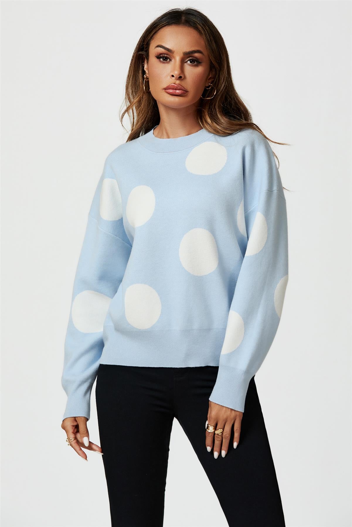 Dot Pattern Knitted Jumper In Blue