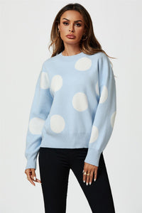 Dot Pattern Knitted Jumper In Blue