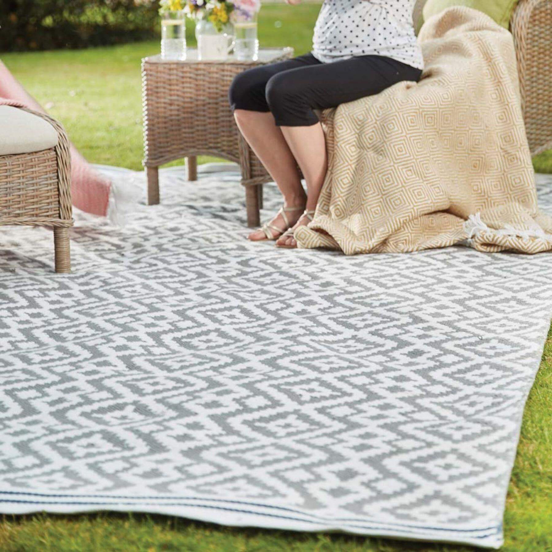 Aztec Grey Outdoor Rug