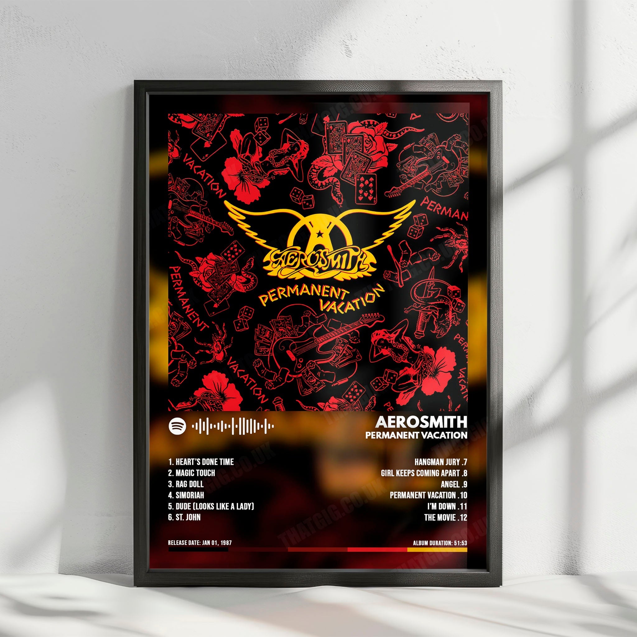 Aerosmith "Permanent Vacation" Album Cover Poster - with Complete Tracklist