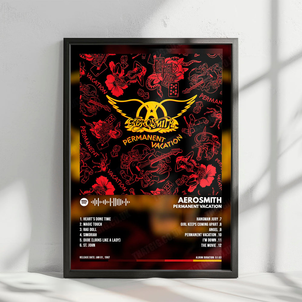 Aerosmith "Permanent Vacation" Album Cover Poster - with Complete Tracklist