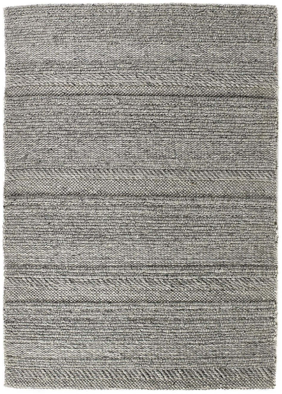 Chunky Handwoven Natural/Grey Wool Knitted Rug