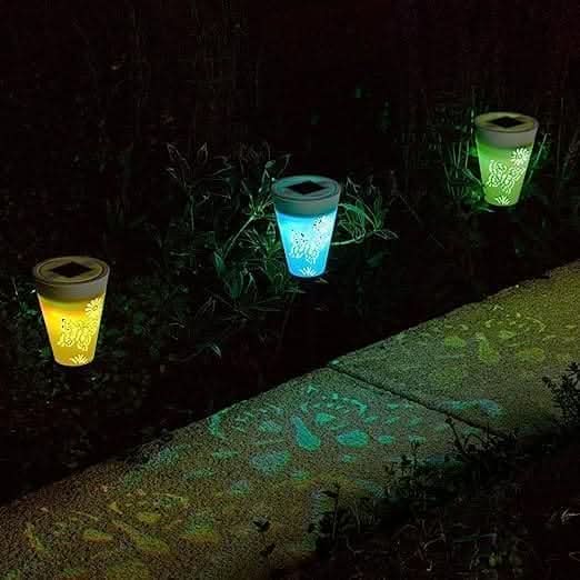 Solar Powered Silhouette Butterfly Stake Lights 6 pack White & Colour Changing