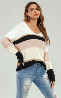 Striped Jumper In Pink & White & Golden & Beige