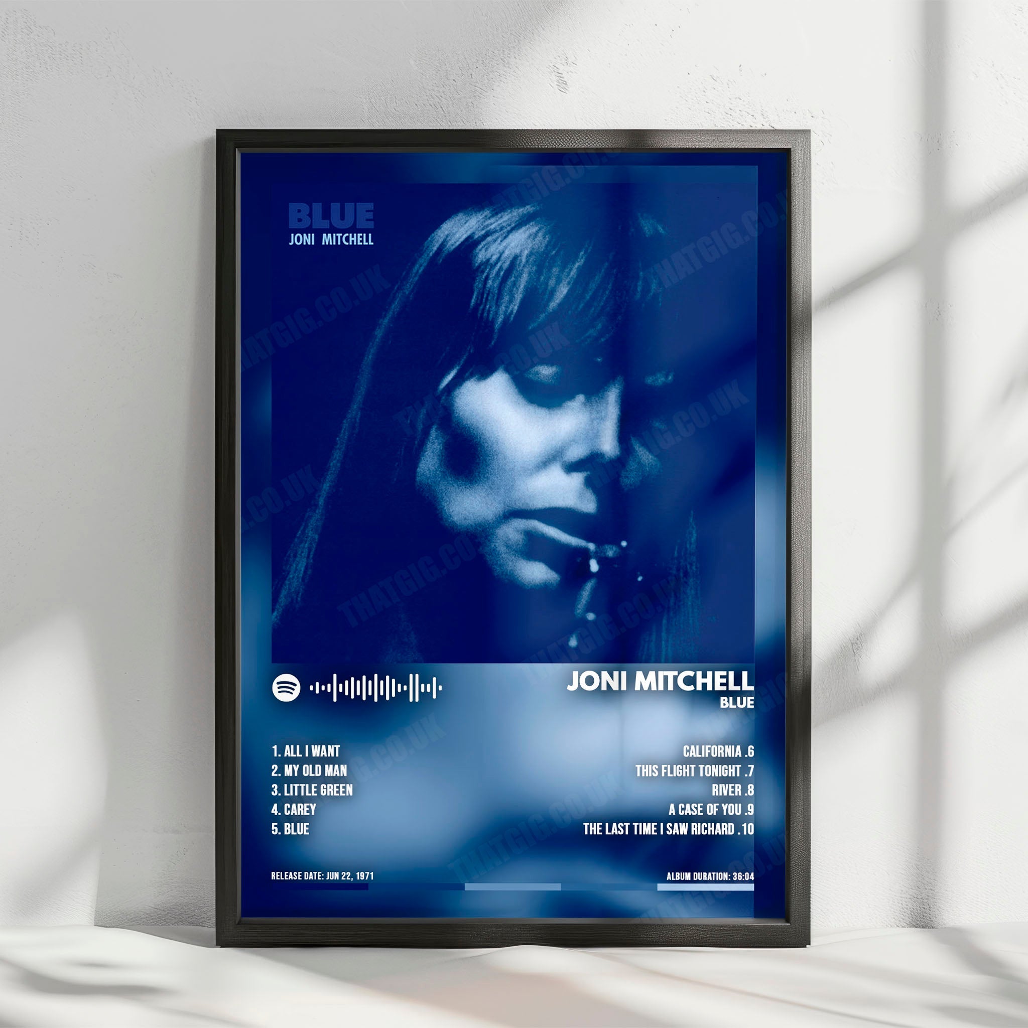 Joni Mitchell "Blue  " Album Cover Poster - with Complete Tracklist