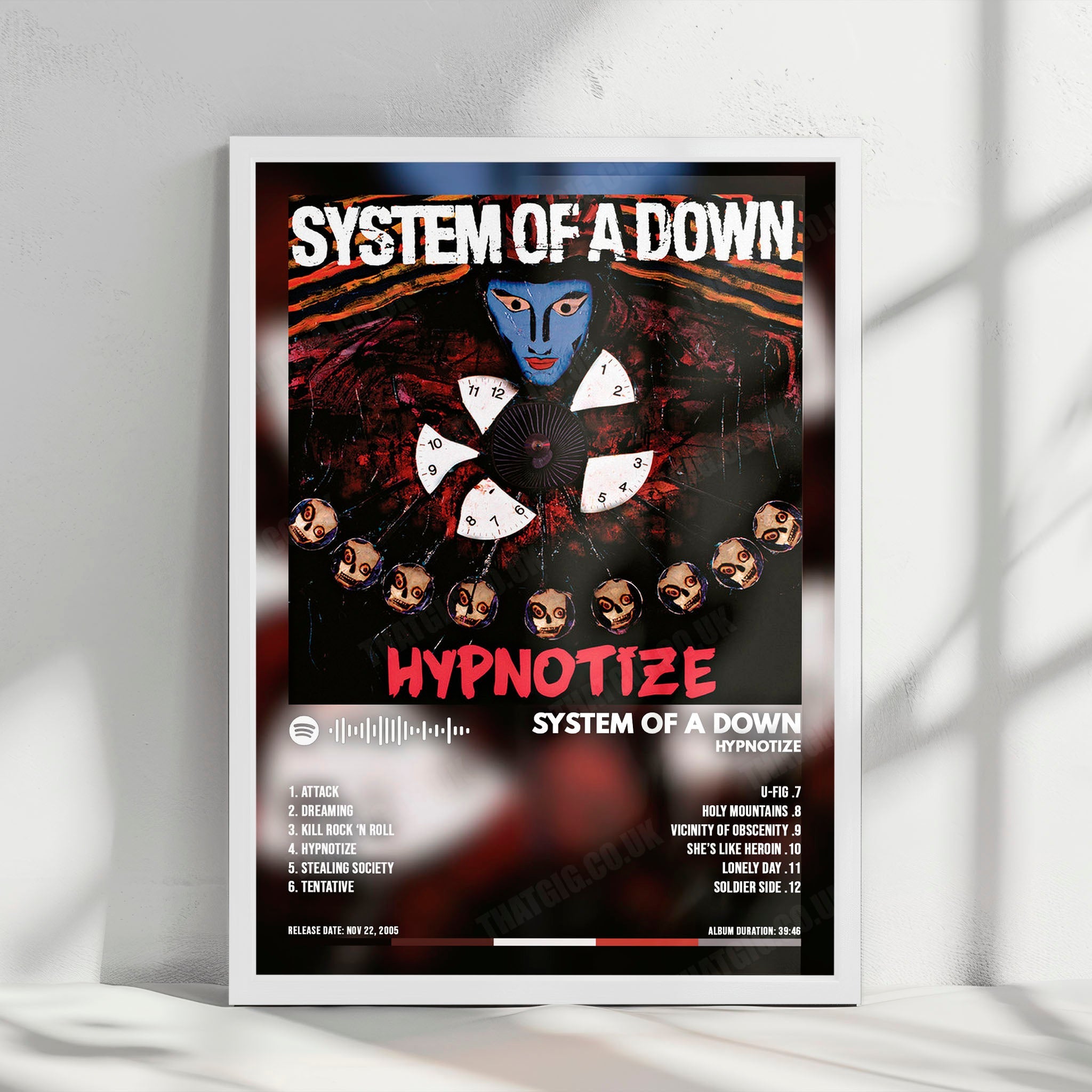 System of a Down "Hypnotize  " Album Cover Poster - with Complete Tracklist