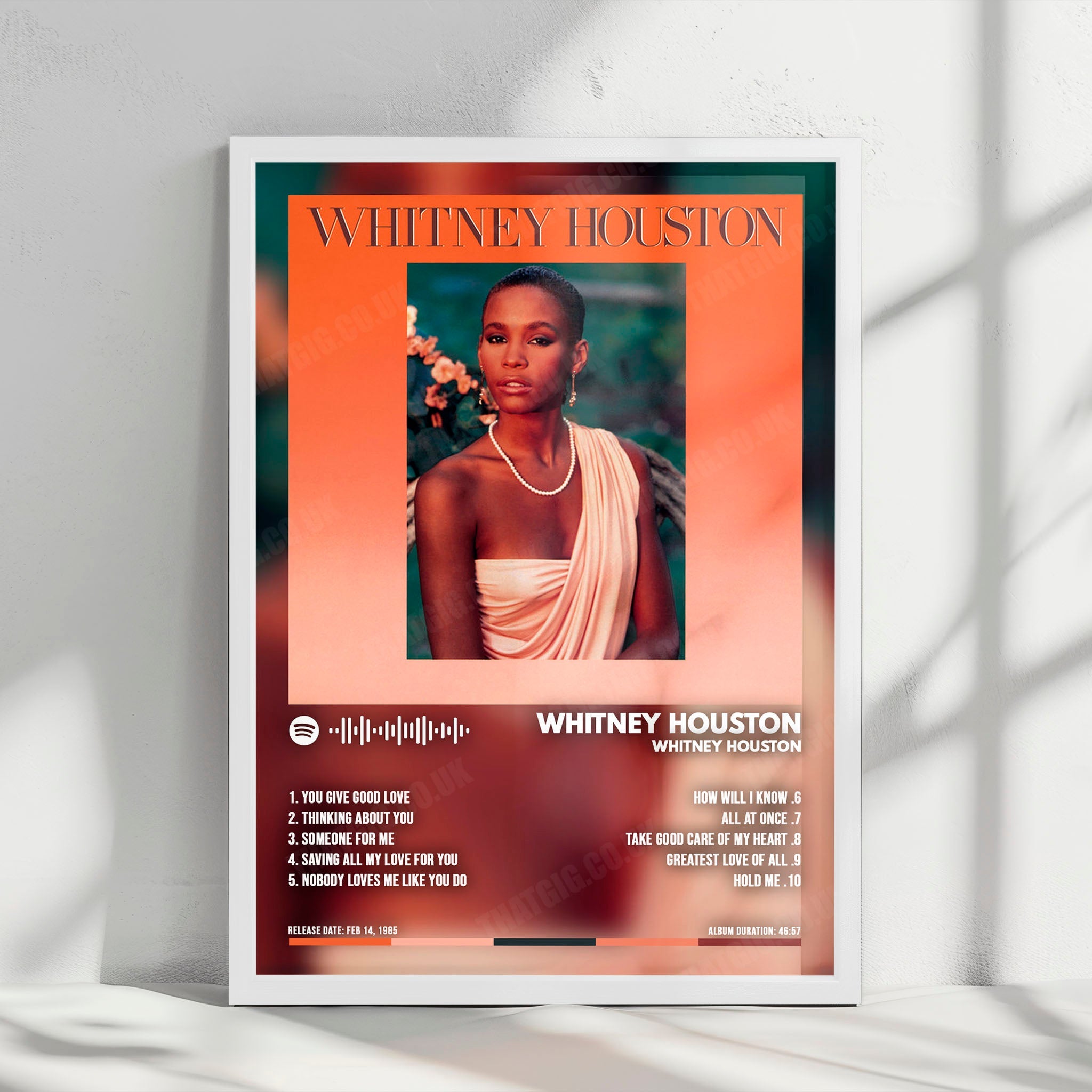 Whitney Houston "Whitney Houston  " Album Cover Poster - with Complete Tracklist
