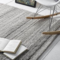 Chunky Handwoven Natural/Grey Wool Knitted Rug
