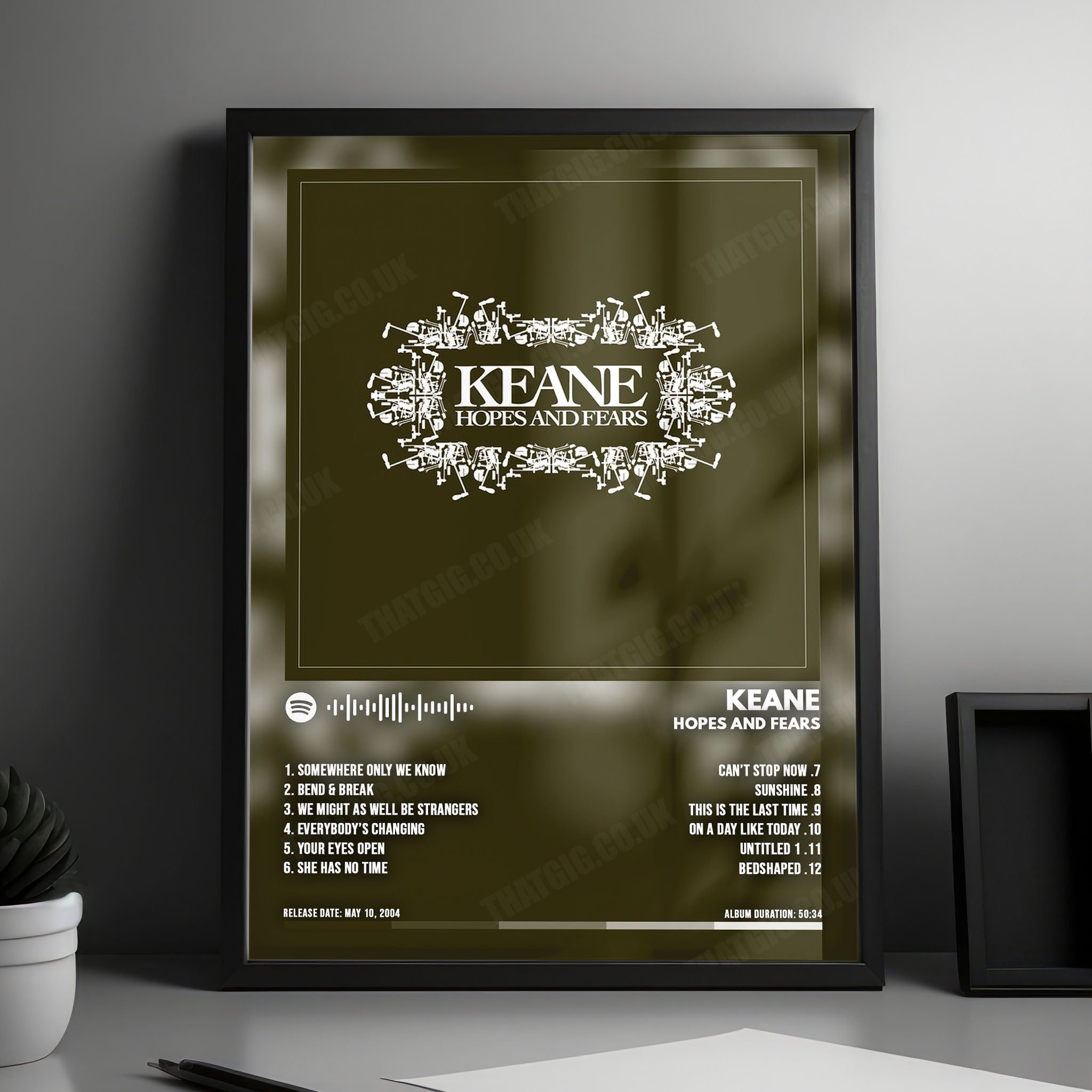 Keane "Hopes and Fears" Album Cover Poster - with Complete Tracklist