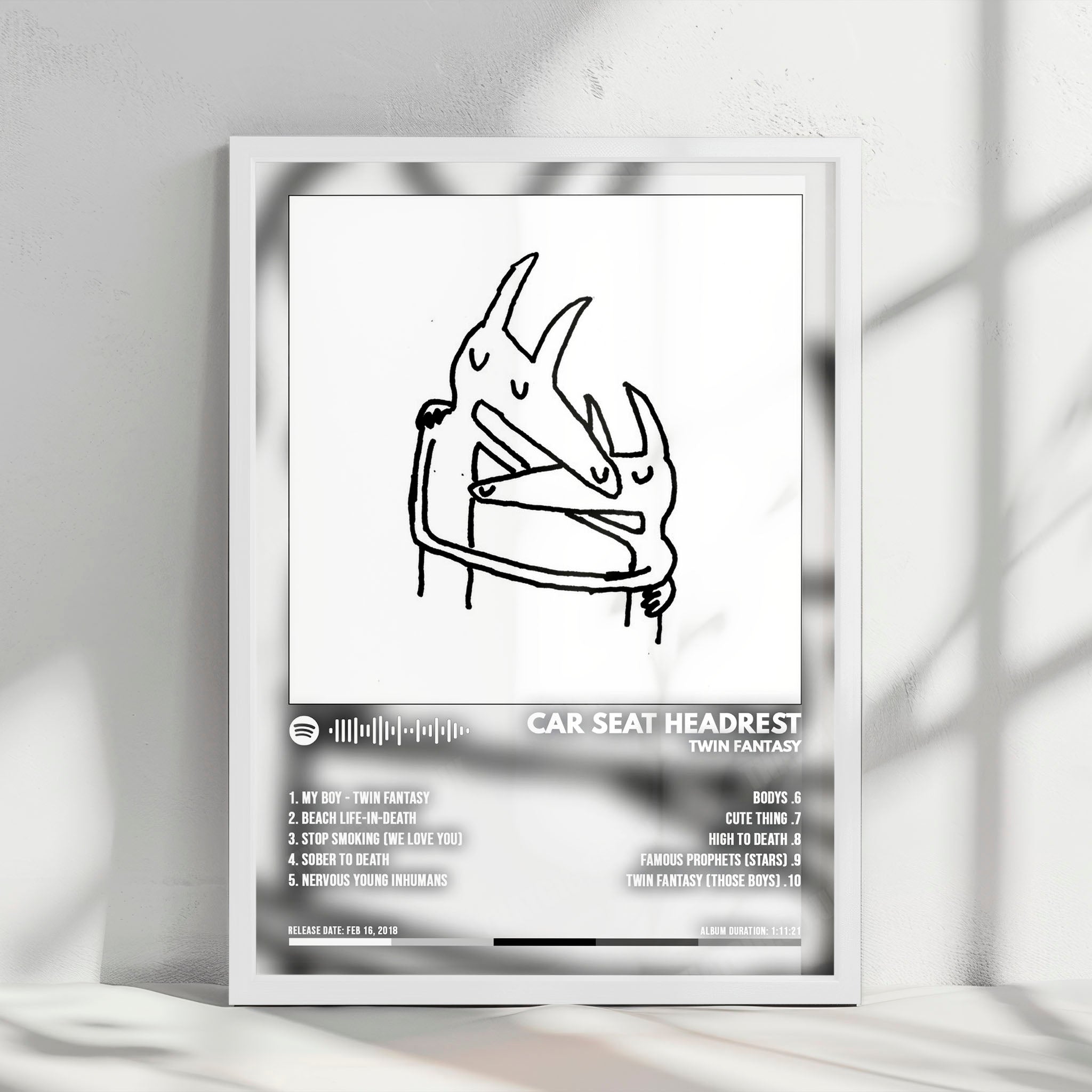 Car Seat Headrest "Twin Fantasy" Album Cover Poster - with Complete Tracklist
