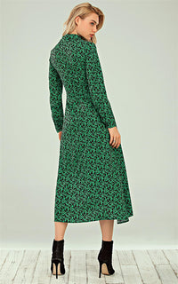 Shirt Midi Dress In Green leaf Print