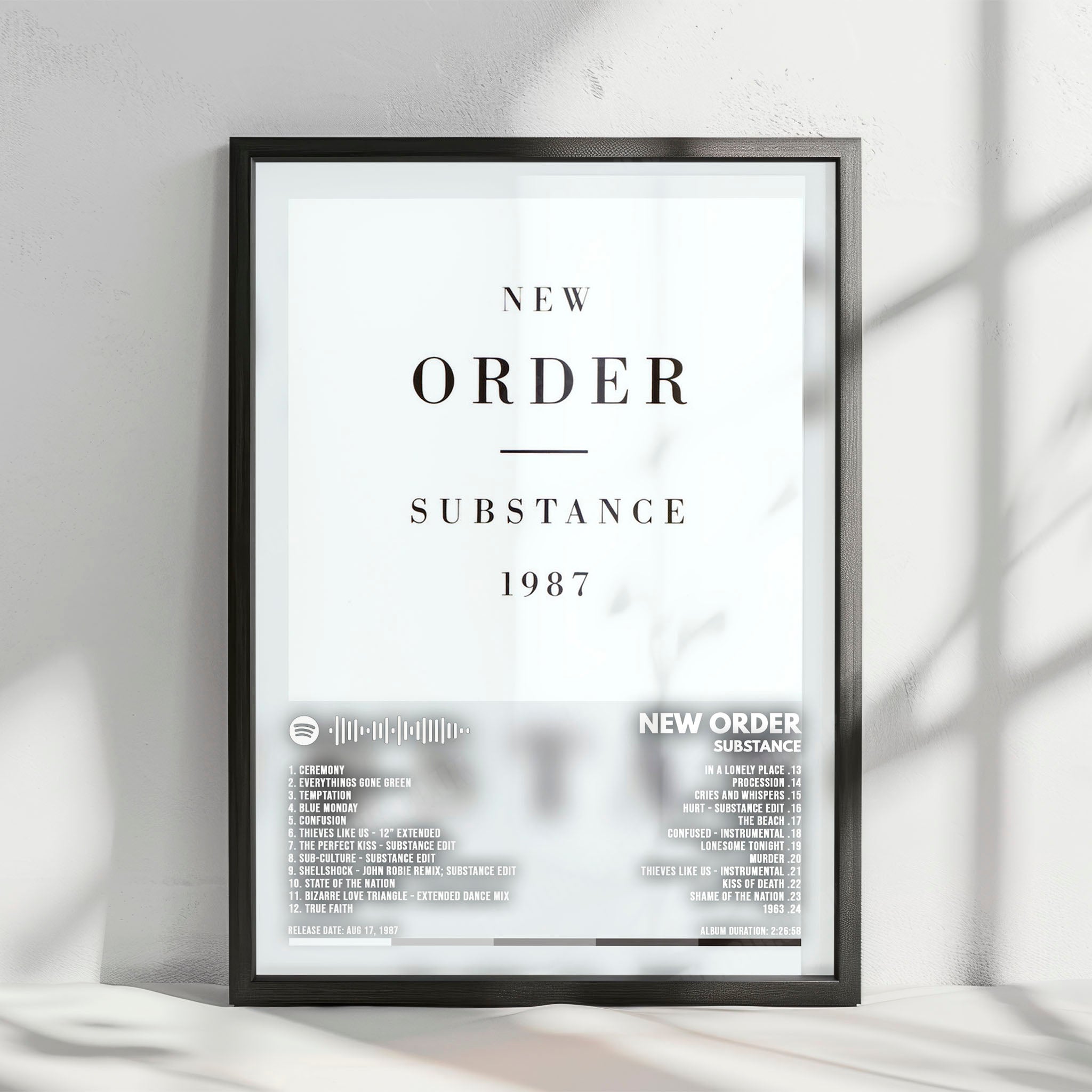 New Order "Substance" Album Cover Poster - with Complete Tracklist